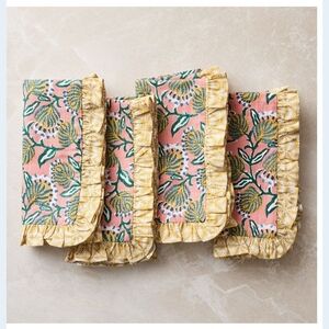 West Elm Coral Almond Ruffle Napkins in Pink and Yellow